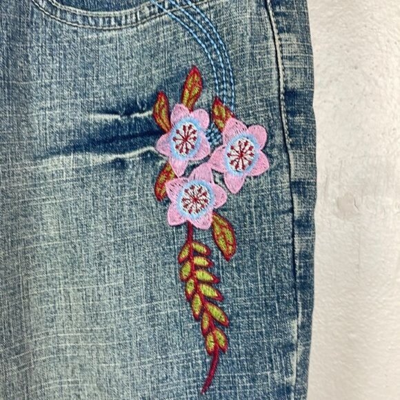 Apollo Women's Bootcut Jeans Floral Embroidered NWT 36x32 size 19/20 stretch - Picture 7 of 13